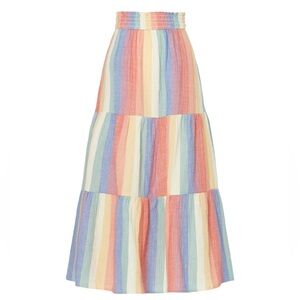 Marine Layer Corinne Rainbow Striped Maxi Skirt NWT
